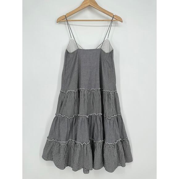 N NICHOLAS Gingham Ruffle Tiered Midi Dress Sweetheart Sleeveless Plaid Sundress - Picture 9 of 12
